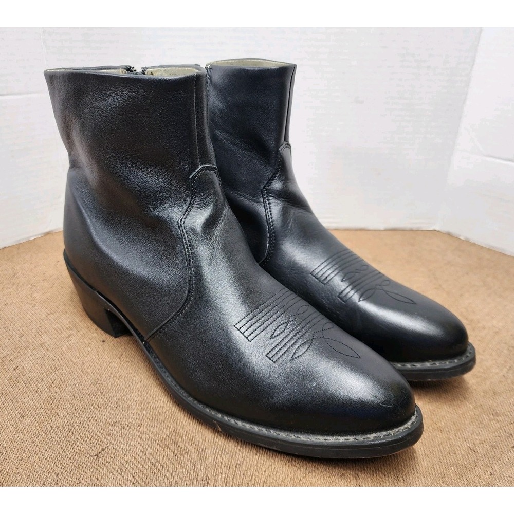 Durango Boots Mens Size 12 D Black Leather Western Ankle Cowboy Zip DB950